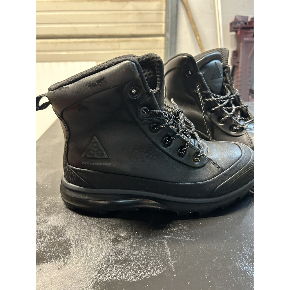 Mens NIKE ACG Air Max Lace Up Hiking Combat Army Boots Black Leather Size 10